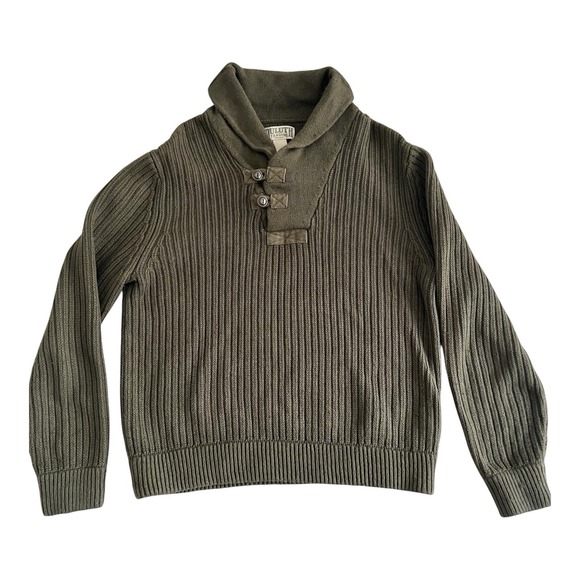 Duluth Trading Men's Large Brigadier Shawl Collar‎ Rib‑Knit Sweater Olive Green - Picture 1 of 8